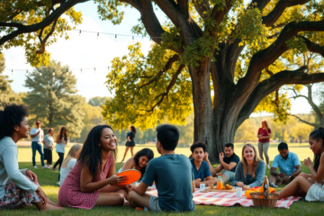 A joyful gathering of Christians sharing love and connection.