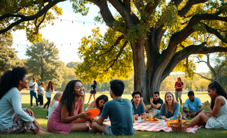 A joyful gathering of Christians sharing love and connection.