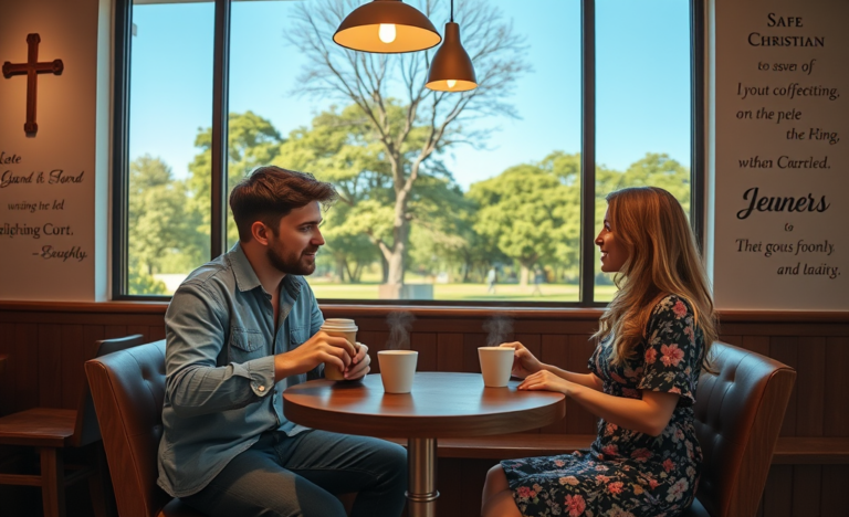 A couple engaging in safe Christian dating, emphasizing faith and values.