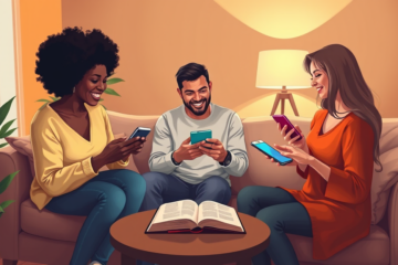 A collage of popular Christian apps such as YouVersion, PrayerMate, and Glorify.