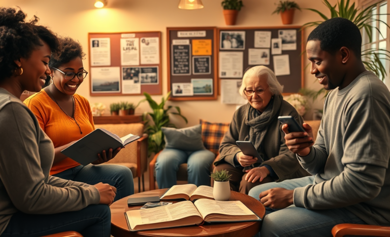 A collage of various Christian platforms that promote community and connection.
