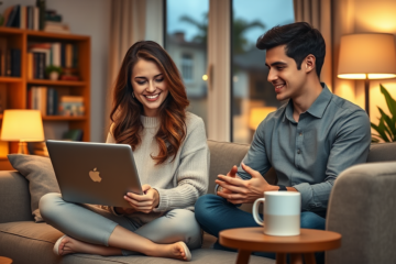 A couple connecting through a dating app while sharing their faith.