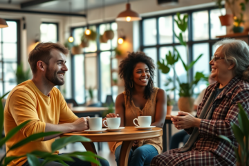 A diverse group of Christians connecting in community and faith.