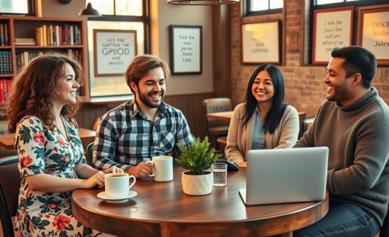 A group of Christian singles engaging on dating apps.