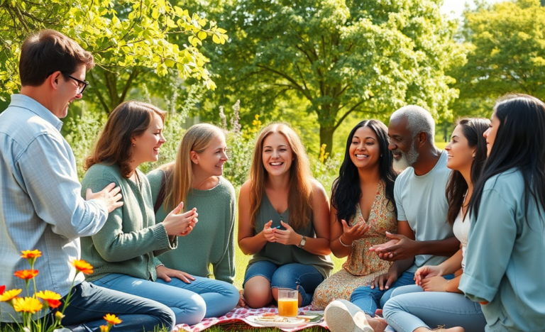 Illustration of a diverse group of Christians connecting and sharing their faith together.
