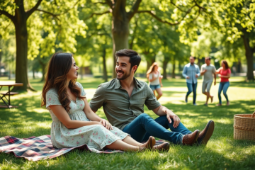 A couple enjoying a picnic, representing safe Christian dating.