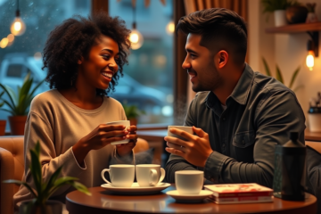 A couple connecting through online Christian dating platforms, symbolizing love built on faith.