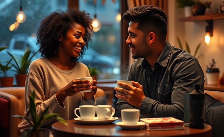 A couple connecting through online Christian dating platforms, symbolizing love built on faith.