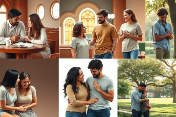 A couple engaging in a meaningful conversation rooted in Christian values.