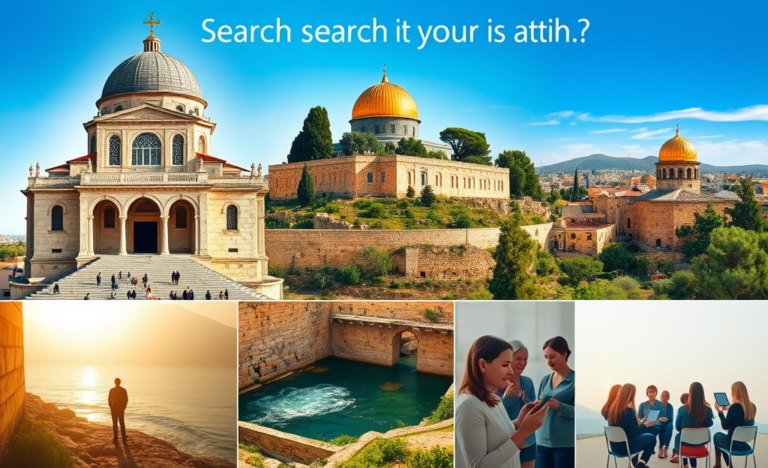 A serene landscape featuring significant Christian sites for spiritual exploration.